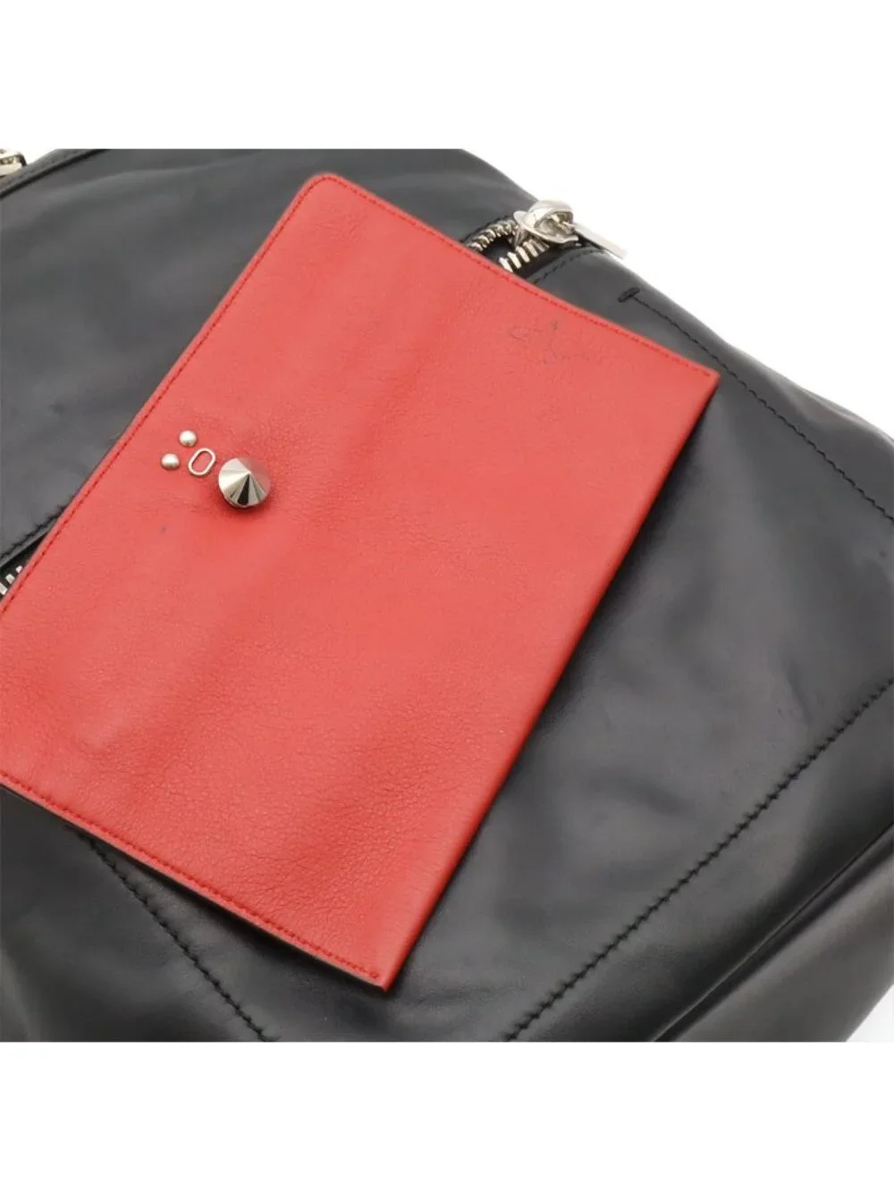Fendi Backpack Leather Black Silver